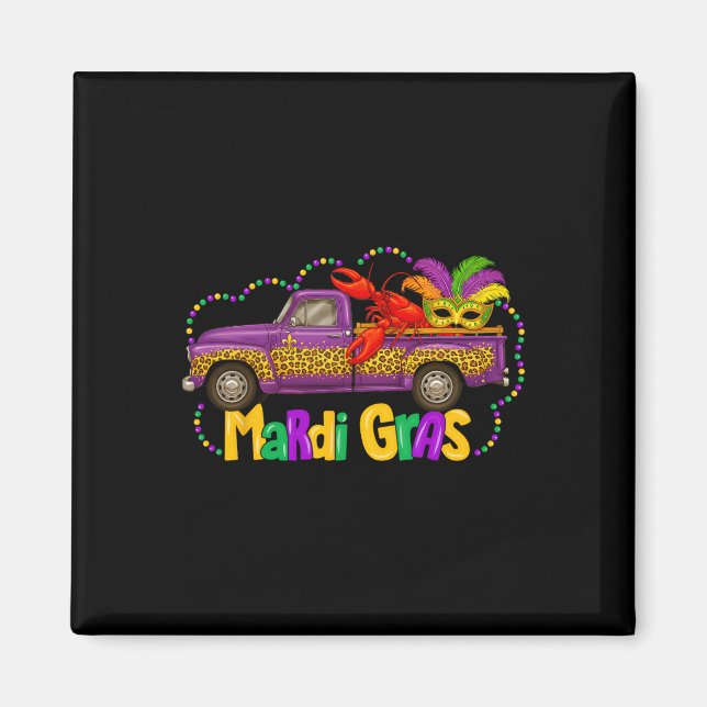 Vintag Leopard Truck Crawfish Jester Beads Funny Magnet (Vorne)