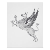 Vintag Letter Press Griffin Line Art
