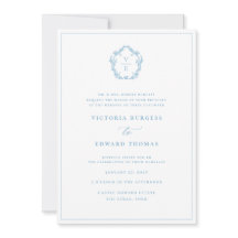 Vintag Light Sky Blue Wappen Monogram Wedding