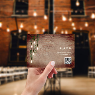 Vintag Lights Industrial Wedding QR RSVP Card Karte