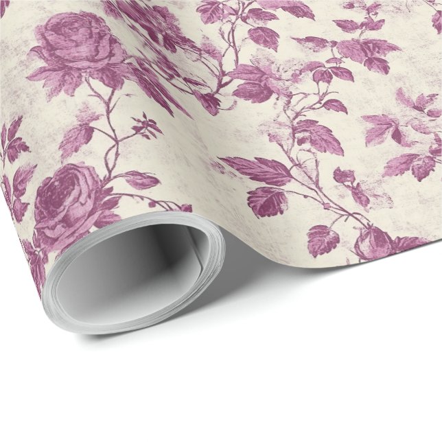 Vintag Lila Blume Geschenkpapier (Rolleneckpunkt)