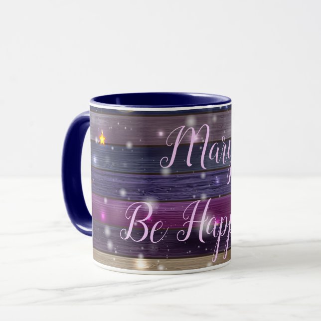 Vintag Lila, Ihr Name ist glücklich Tasse (Vorderseite Links)