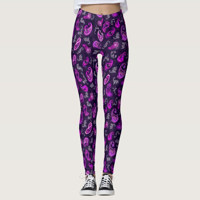 Vintag Lila Paisley Leggings (Vorderseite)