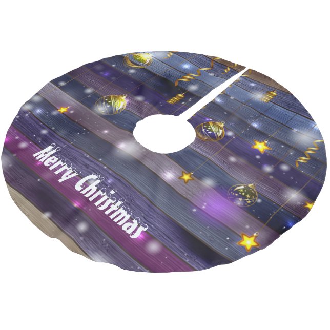 Vintag Lila Polyester Weihnachtsbaumdecke (Schrägansicht)