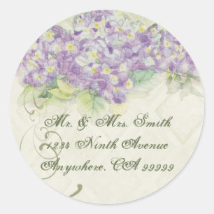 Vintag Lilac Hydrangea - Aufkleber für Hochzeiten 