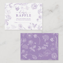 Vintag Lilac Lavender Floral Script Diaper Raffle