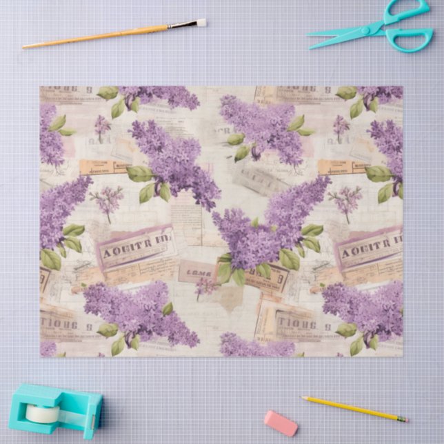 Vintag Lilac Pattern Seidenpapier (Basteln)