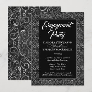 Vintag Lilie Damask   Grunge Verlobung Einladung