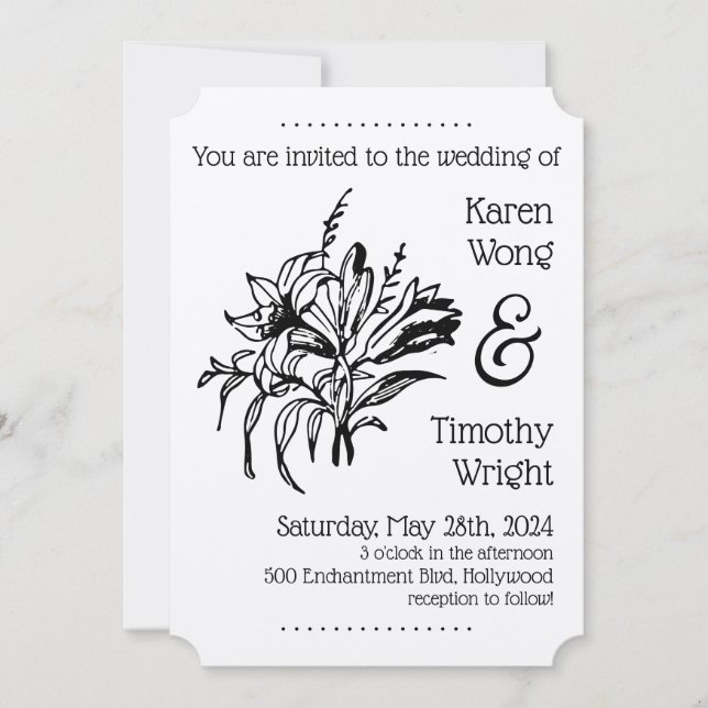 Vintag Lily Floral Wedding Einladung (Vorderseite)