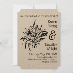 Vintag Lily Floral Wedding Einladung