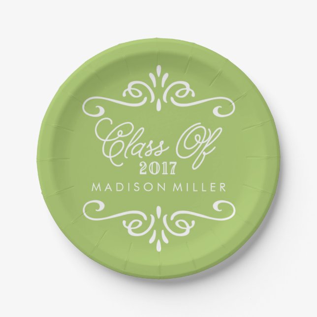 Vintag Lime Green | Graduierungspartei Pappteller (Vorderseite)
