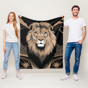 Vintag Lion Portrait Fleecedecke