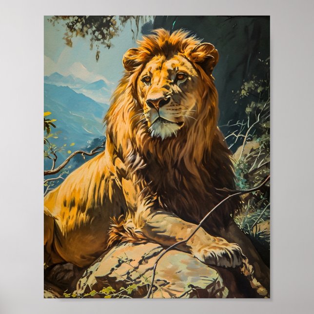Vintag Lion Portrait Poster (Vorne)