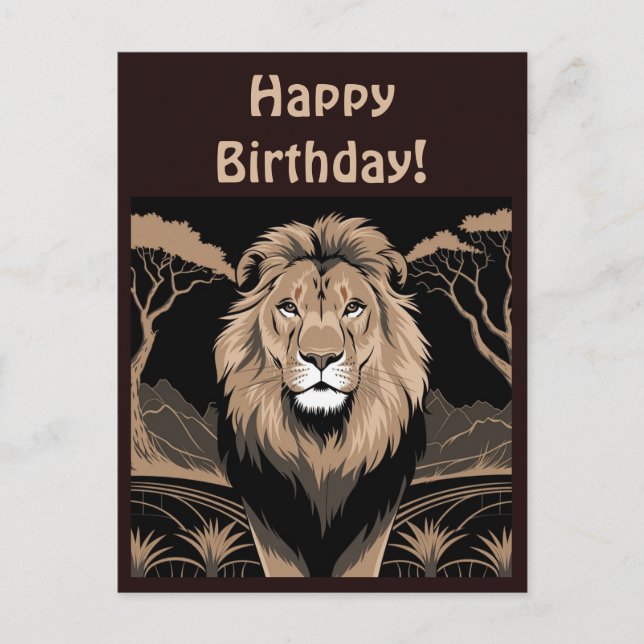 Vintag Lion Portrait Postkarte (Vorderseite)