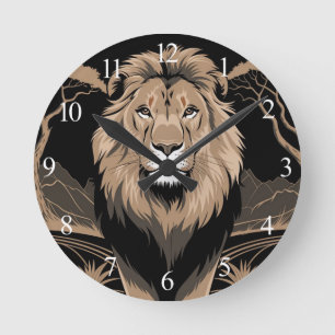 Vintag Lion Portrait Runde Wanduhr