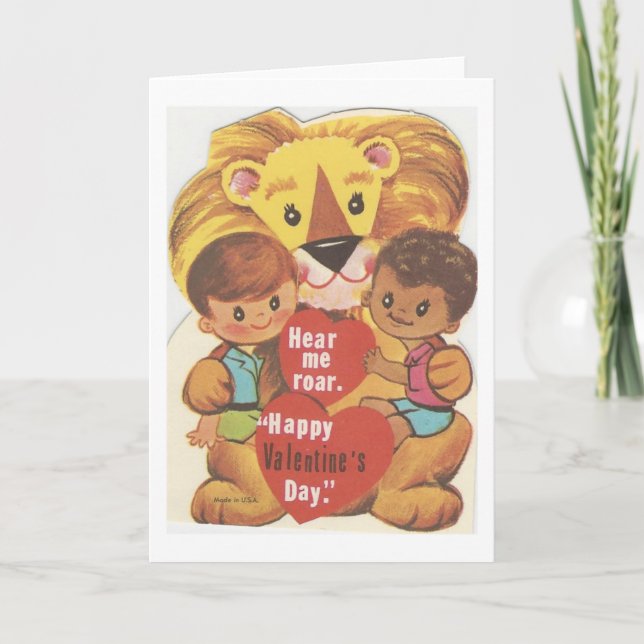 Vintag Lion Valentine Feiertagskarte (Vorderseite)