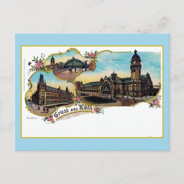 Vintag Litho Gruess aus Köeln Postkarte (Vorderseite)