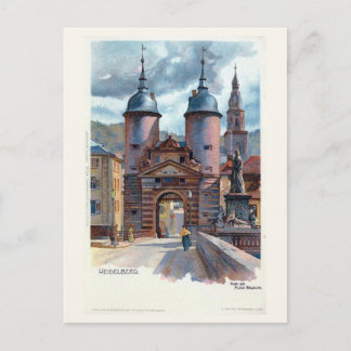 Vintag Litho Heidelberg Altes Brückentor Postkarte