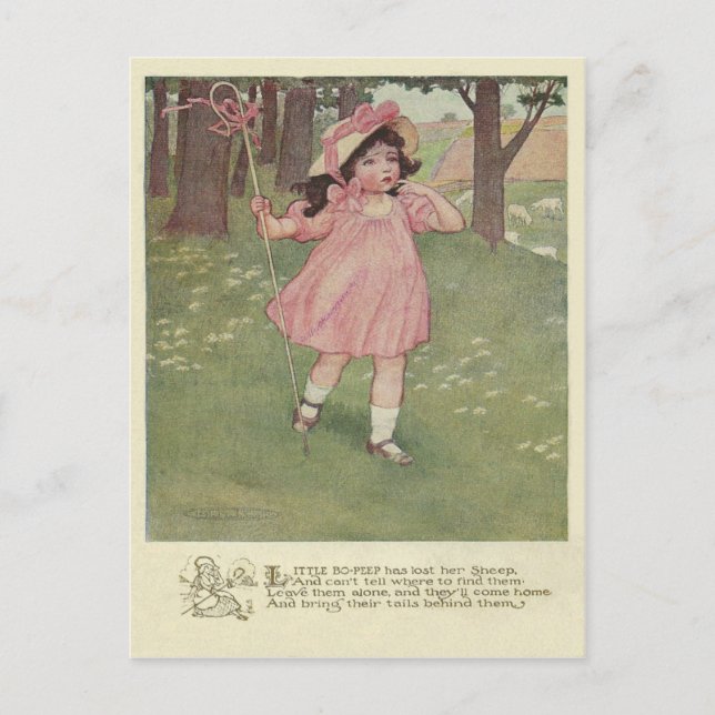 Vintag Little Bo Peep Postkarte (Vorderseite)