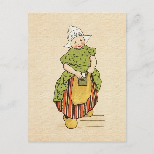 Vintag Little Dutch Girl Postkarte (Vorderseite)