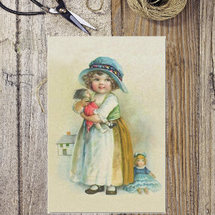 Vintag Little Girl Chubby Cheeks Hat Dolls Seidenpapier