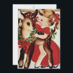Vintag Little Girl Kissing Baby Christmas Deer Feiertagskarte<br><div class="desc">Vintage Kleine Girl Kissing Baby Weihnachtsferien-Karte.</div>