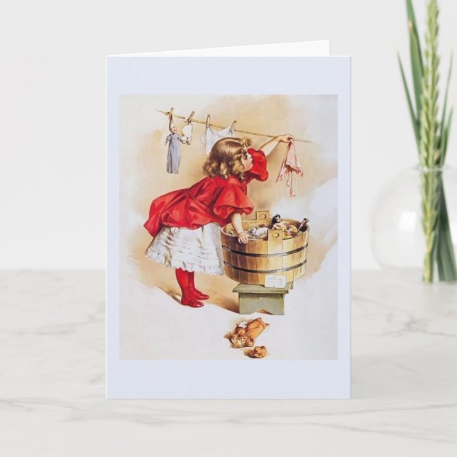 Vintag Little Girl Note Card Karte (Vorderseite)