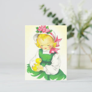 Vintag Little Girl Retro Niedlich Postkarte