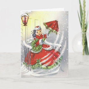 Vintag Little Miss Christmas Feiertagskarte