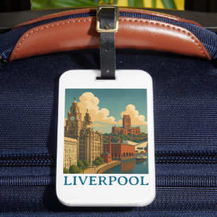 Vintag Liverpool England Reisen Stadt Ansicht Gepäckanhänger