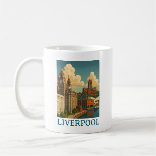 Vintag Liverpool England Reisen Stadt Ansicht Kaffeetasse