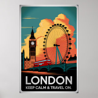 Vintag London - Behalt Calm & Travel On Poster
