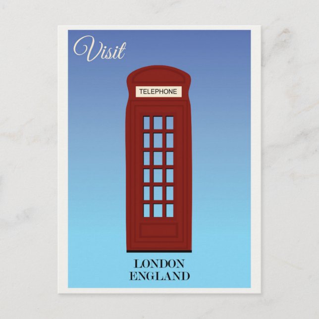 Vintag London England Red Phone Booth Travel Postkarte (Vorderseite)