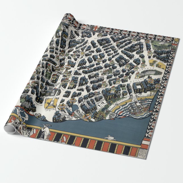 Vintag London Theatreland Map 1915 Geschenkpapier (Ungerollt)