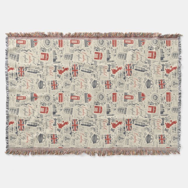 Vintag London Throw Decke (Vorderseite)