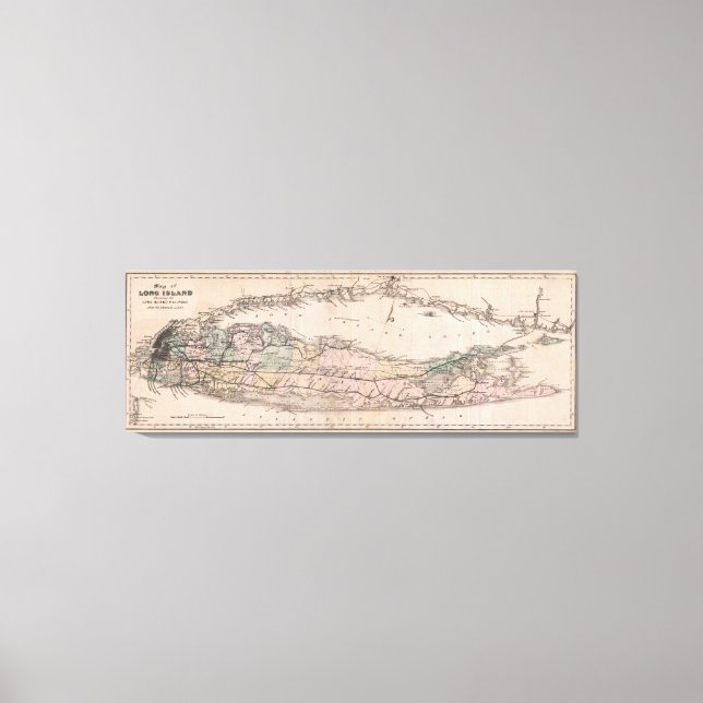 Vintag Long Island NY Railroad Map (1882) Leinwanddruck (Vorderseite)