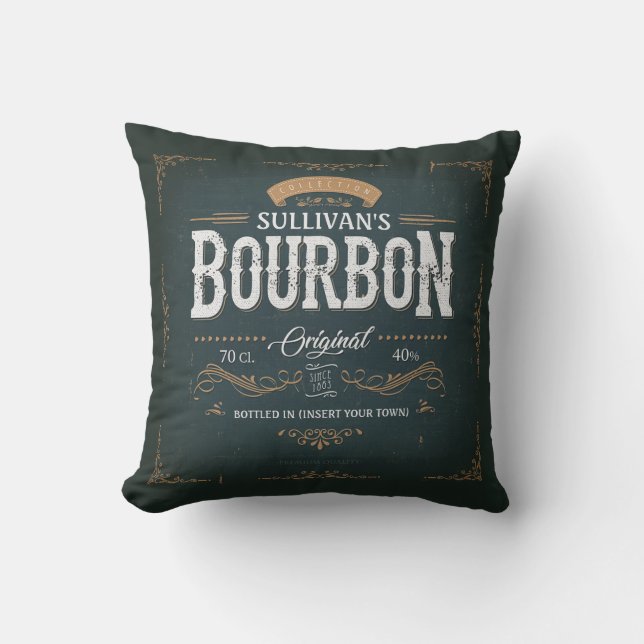 Vintag Look ADNAME American Bourbon Whiskey Bar Kissen (Vorderseite)