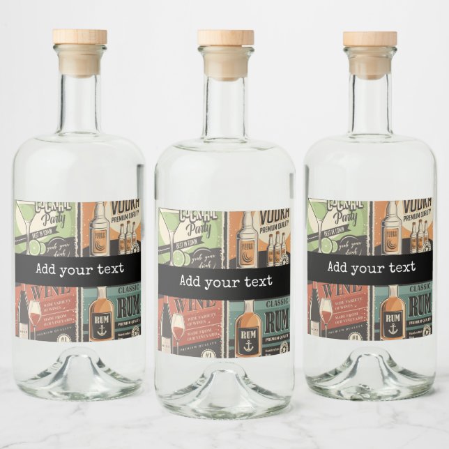 Vintag Look Bar Drink Tiles Alkoholflaschenetikett (Flaschen)