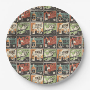 Vintag Look Bar Drink Tiles Pappteller
