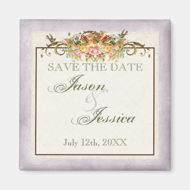 Vintag Look Blue Hydrangea - Wedding In - Magnet (Vorne)