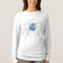 Vintag Look Blue Rosen Long Sleeve T - Shirt