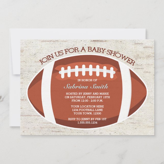 Vintag Look Football Baby Dusche Einladung (Vorderseite)