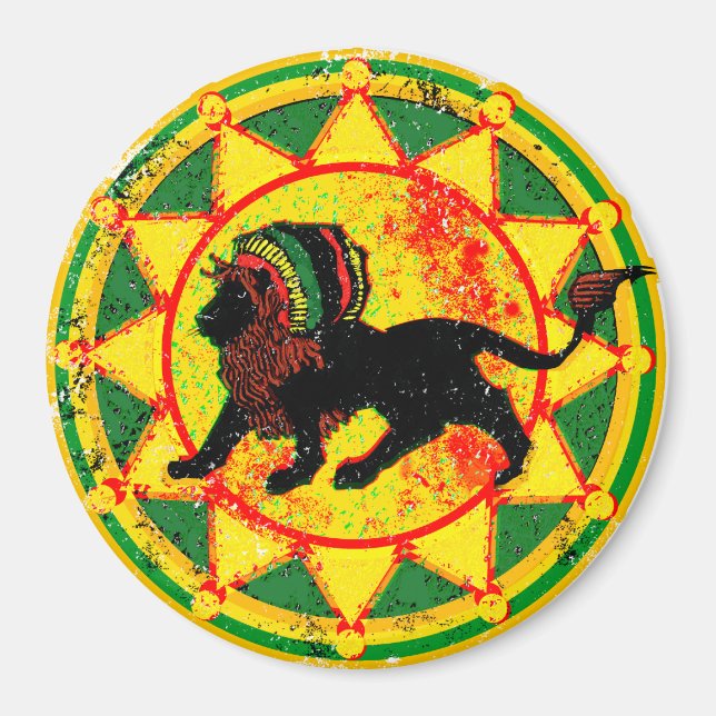 Vintag Look Rasta Lion Magnet (Vorne)
