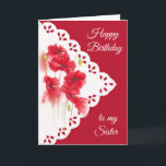 Vintag Look Red Poppy Blume für Sister Birthday Karte<br><div class="desc">Vintag Look Red Poppy Blume für Sister Birthday</div>
