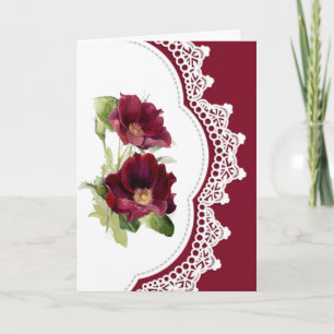 Vintag Look Rote Rosen Blume für Schwester Geburts Karte