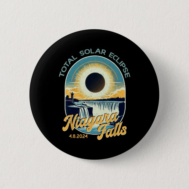 Vintag Look Total Solar Eclipse Niagara Falls Button (Vorderseite)