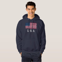 Vintag Look US Flag (White Text) Hoodie
