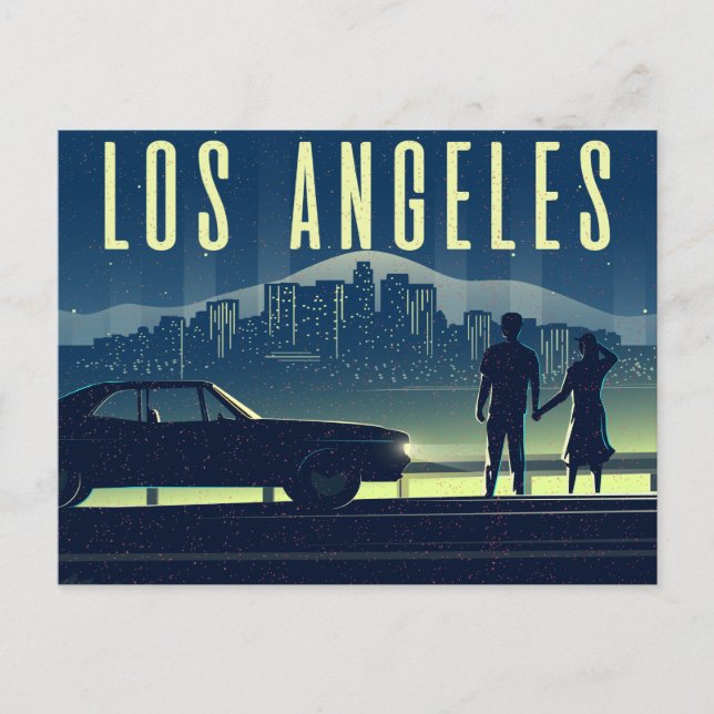 Vintag Los Angeles California Cityscape Postkarte (Vorderseite)