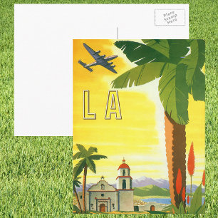 Vintag Los Angeles, Mission Kaliforniens mit Palm Postkarte