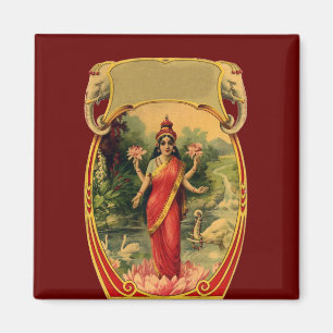 Vintag Lotus Blume Hindu Goddess Lakshmi Magnet